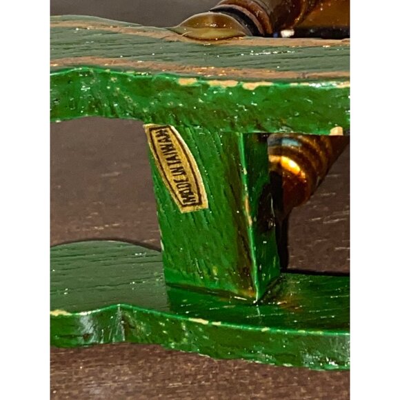 Vintage Russ Wooden Rocking Horse Miniature Ornament With Yellow Mane & Tail - Picture 8 of 8